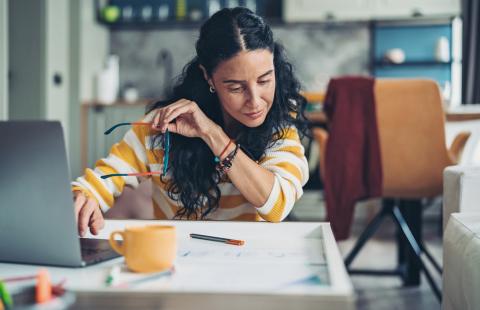 woman working on laptop
