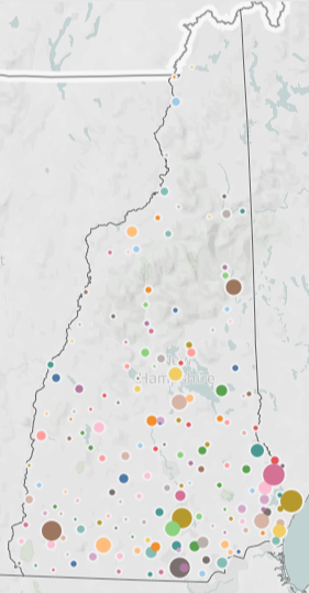 A map showing where businesses are located.