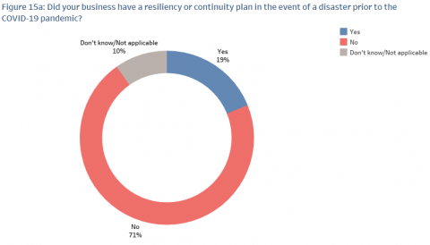 A chart showing survey results for resiliency or continuity plans.