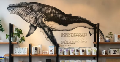 whale image on wall of store produced by Upright Images